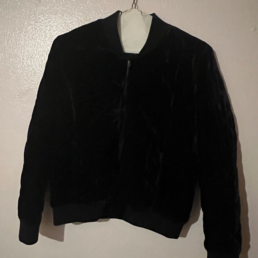 Lucky Brand Black Velvet Bomber Jacket